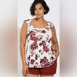 Torrid Babydoll Super Soft Slub Ruffle
Shoulder Tank Top Women’s Plus Sz 5 5X